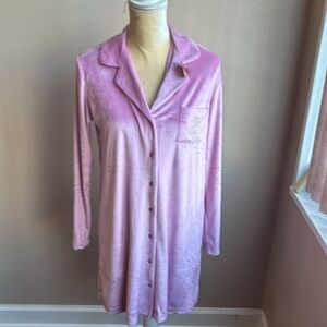 Juicy Couture Womens Nightshirt Velour Pink Sz S New Rhinestones Logo